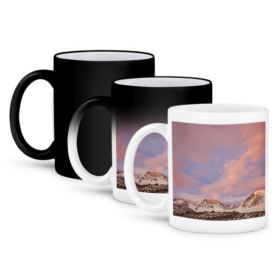 3drose, Usa, California, Sierra Nevada Range. Sunrise on Mountains., 11oz Magic Transforming Mug