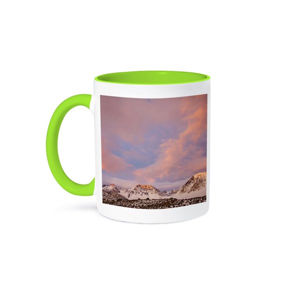 3drose, Usa, California, Sierra Nevada Range. Sunrise on Mountains., 11oz Two-tone Green Mug