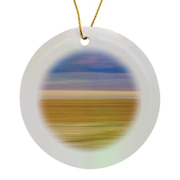 3drose, Usa, California, Trona Pinnacles. Motion Blur Abstract of Desert., Circle Porcelain Ornament