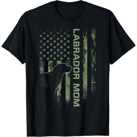 Usa Camo Flag Proud Labrador Retriever Mom Lab Silhouette Dog T-Shirt All Size S-5Xl