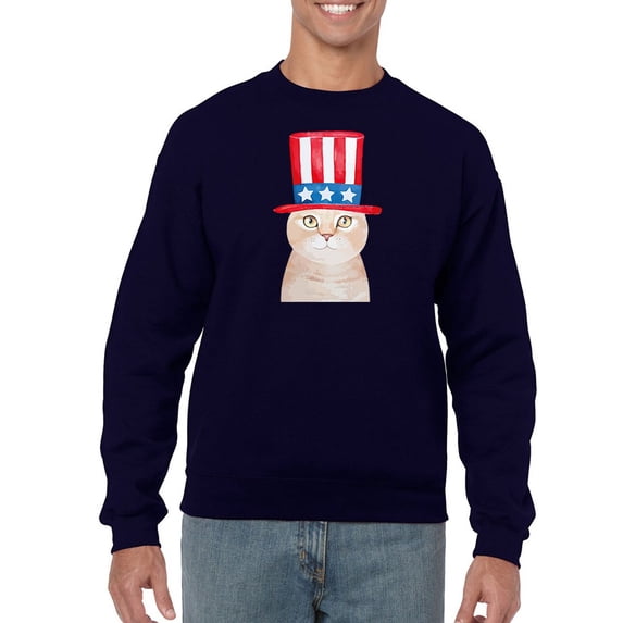 Usa Cat Men Sweatshirt, Male Large