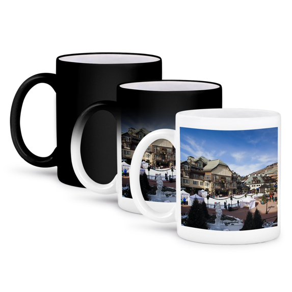 3dRose, USA, Colorado, Beaver Creek Ski Resort ice rink - US06 WBI0044 - Walter Bibikow, 11oz Magic Transforming Mug