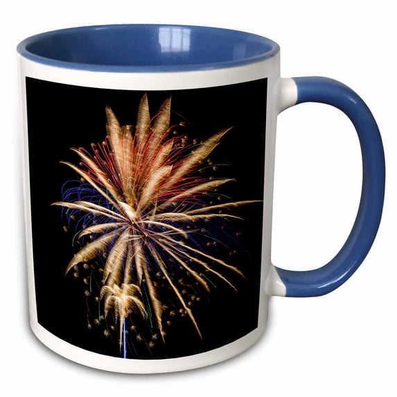 3drose, Usa, Colorado, Frisco, Dillon Reservoir. Fireworks Display, July 4th., 11oz Two-tone Blue Mug
