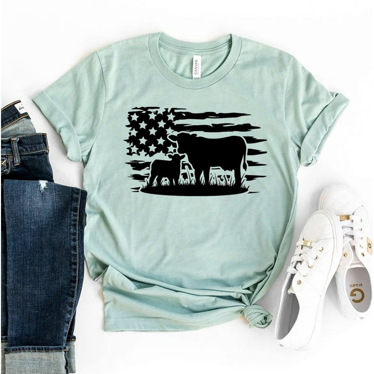 Retro Cow T Shirt Cute Farm Animal Lover Tee For Farmer Retro Cow T Shirt Cute Farm Animal Lover Tee For Farmer