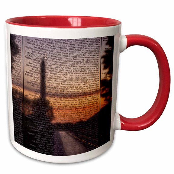 3drose, Usa, Dc, Washington. Vietnam Veterans Memorial, Washington Monument., 15oz Two-tone Red Mug