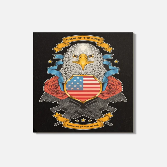 Usa Eagle Flag Home Of The Free Animal 4'' X 4'' Square Wooden Coaster