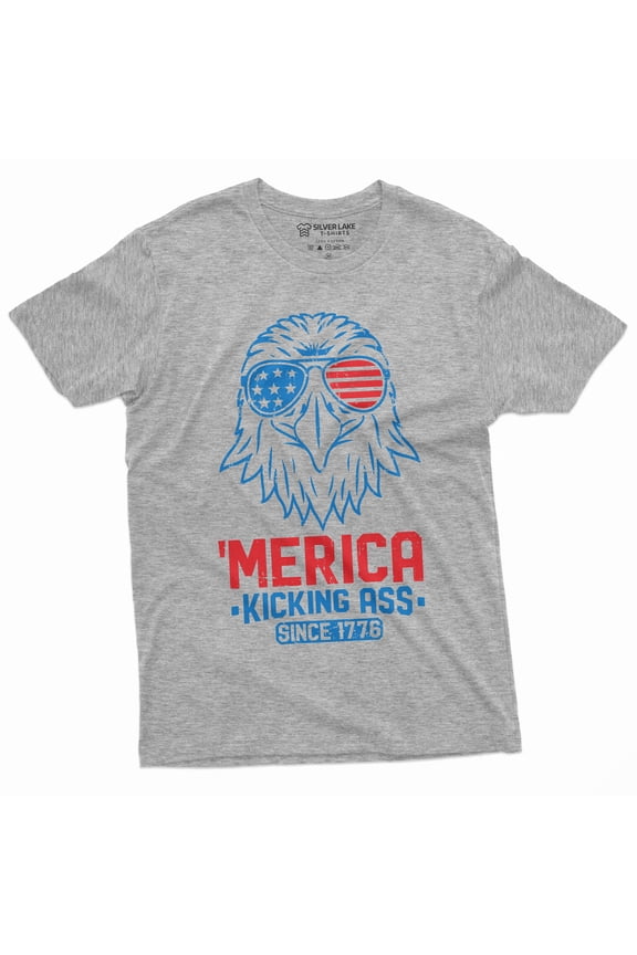 Usa Eagle Merica Tee Shirt Mens Cool 4Th Of July Tshirt 1776 Independece Tee-Shirt (Medium Grey)
