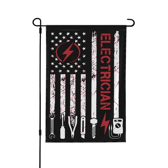 Usa Electrician Blue Collar Flag Garden Flag 12.5x18 Inch Double Sided Decorations Outdoor Yard Flags For Outside Lawn Porch Garden Decor