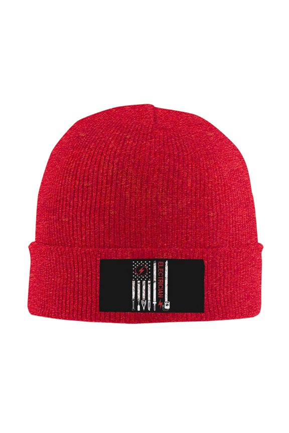 Usa Electrician Blue Collar Flag Knit Beanie For Men Women Slouchy Beanie Hats Winter Knit Caps Soft Ski Hat Unisex Knitted Hat