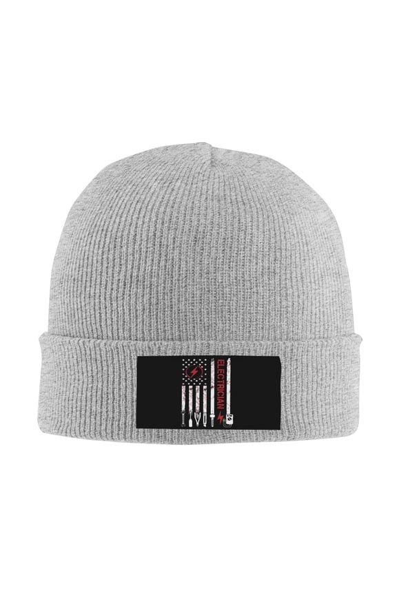 Usa Electrician Blue Collar Flag Knit Beanie For Men Women Slouchy Beanie Hats Winter Knit Caps Soft Ski Hat Unisex Knitted Hat