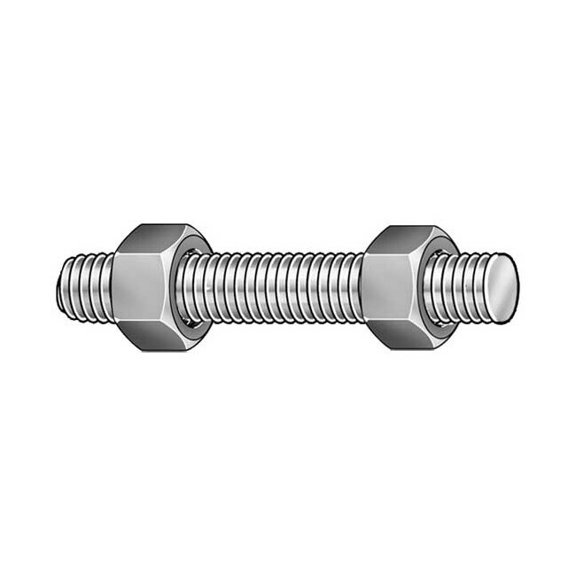 Usa Fastener Threaded Stud, Fluoropolymer Coated, 4 PK B7-.75-3.75