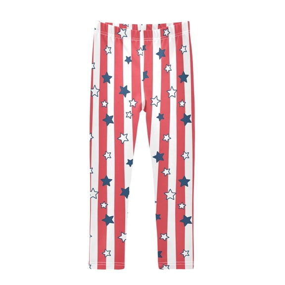 Usa Flag 4th July American Red White Blue Star Stripes Printed Leggings Yoga Pants for in 4t to 10t