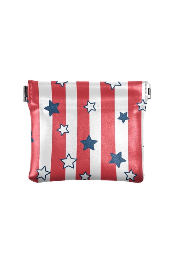 Usa Flag 4th July American Red White Blue Star Stripes Wallet Small PU Leather Change Pouch Wallet for Women