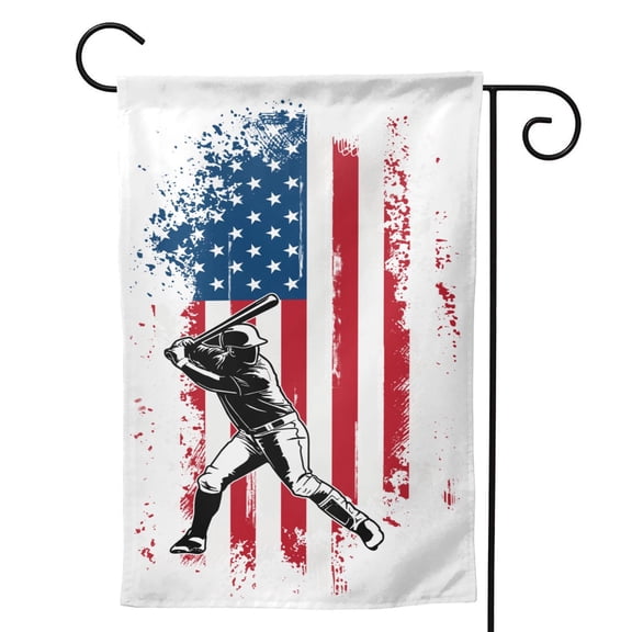 Usa Flag Baseball Batter Garden Flag 12.5"X18" Outdoor Indoor Garden Decor Porch Banner Sign With Grommets Uv Fade Resistant