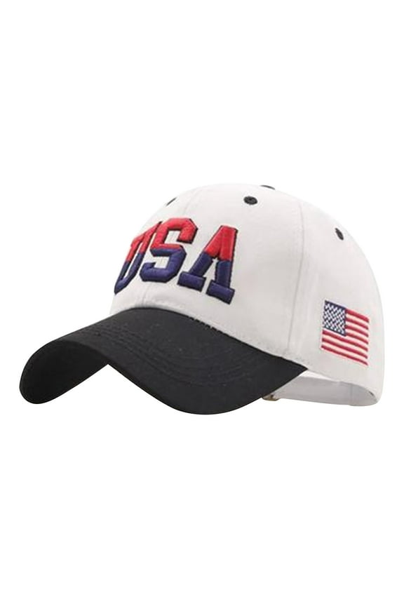 Usa Flag Baseball Cap | Patriotic Embroidered Hat for Men, Fourth of July & Outdoor Events Under 5$, Yubnlvae Male Female Neutral America Flag Embroidery Grid , White, One Size