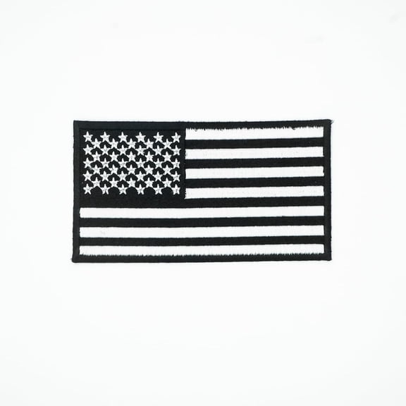 Usa Flag Embroidered Patch With Hook And Loop Backing Black And White American Flag Applique For Hats, Jackets, Uniforms And Tactical Gear Durable Embroidery Patch