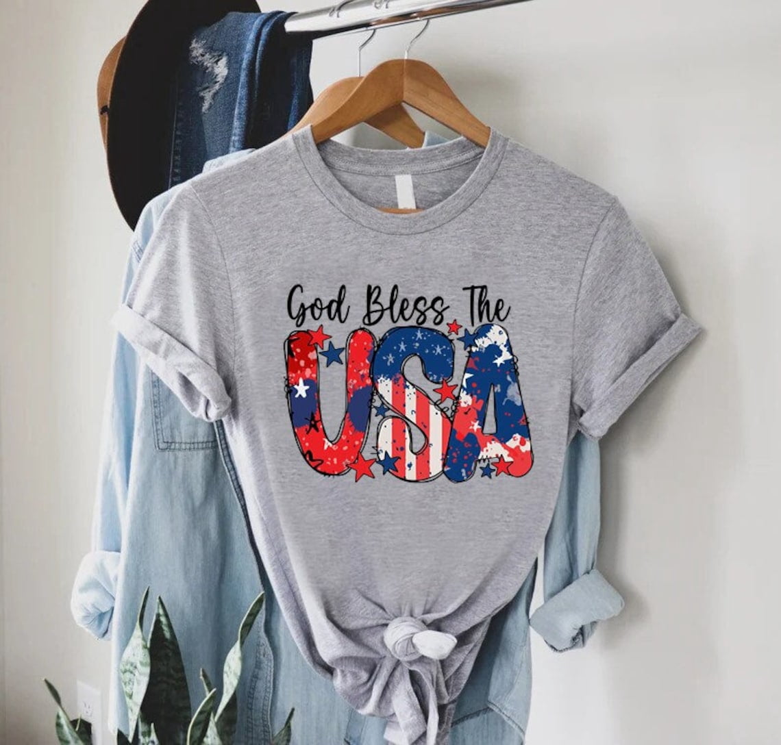 Usa Flag God Bless America Christian T-Shirt Size S-5XL - Walmart.com