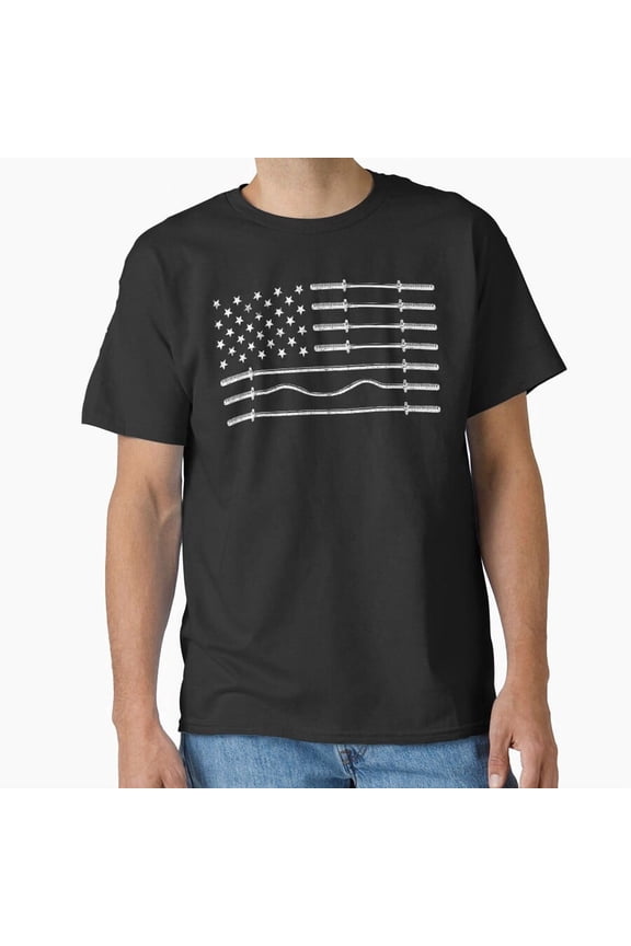 Usa Flag Gym Bars Weightlifting Fitness Lovers T-Shirt