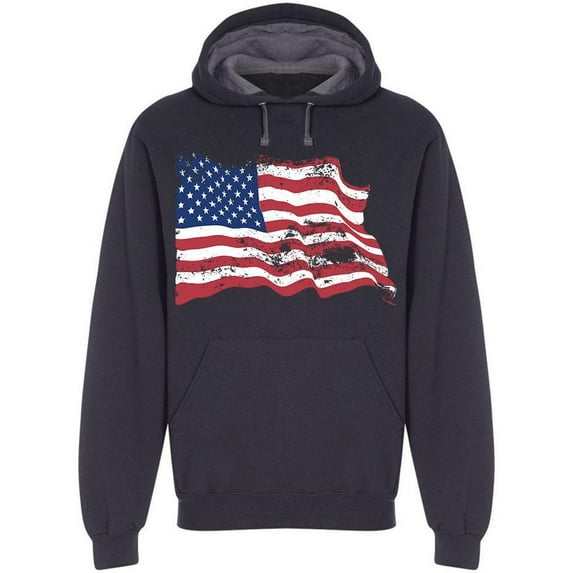 Usa Flag, In Grunge Hoodie Men -Image by Shutterstock, Male XX-Large