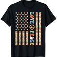 thumbnail image 1 of Usa Flag Love And Peace Groovy 60S 70S T-Shirt Size S-5XL, 1 of 5