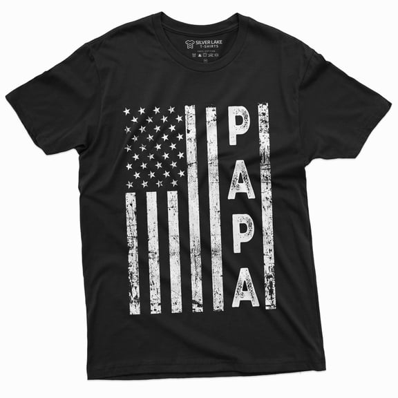 Usa Flag Papa Tee Shirt Men'S Fathers Day Dad Daddy Gift Shirts American Flag Patriotic Tee