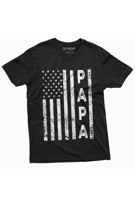 Usa Flag Papa Tee Shirt Men'S Fathers Day Dad Daddy Gift Shirts American Flag Patriotic Tee