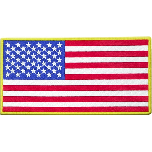 Usa Flag Patch Yellow Border Hook And Loop Durable Embroidered American Flag Patch
