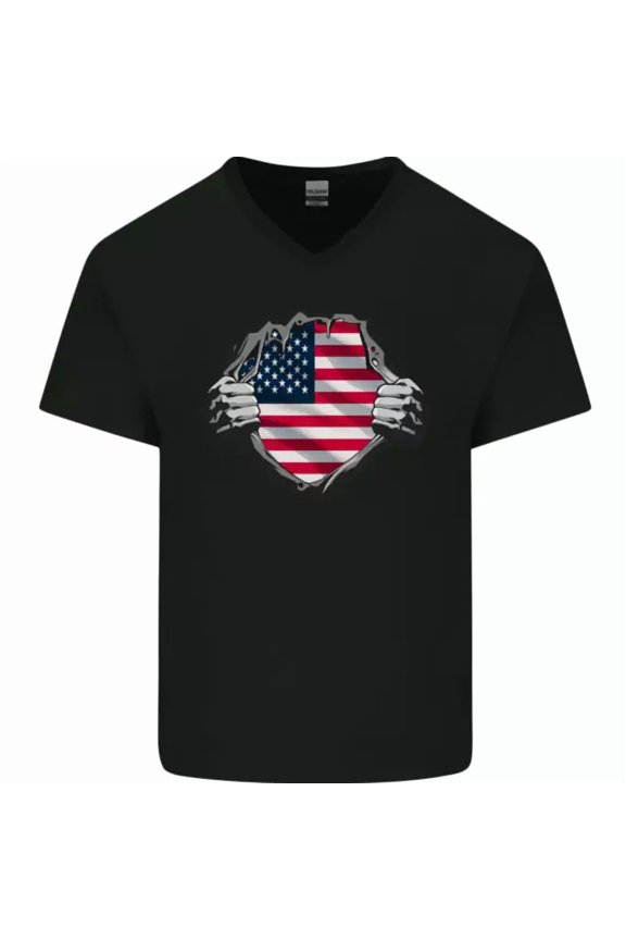 Usa Flag Ripped Torn Gym America July 4Th T-Shirt
