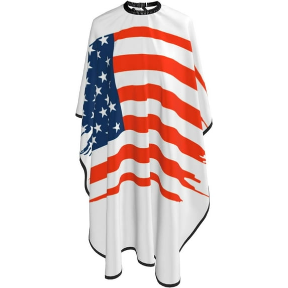 Usa Flag Salon Barber Cape - Professional Hairdressing Waterproof Hair Cutting Cape With Adjustable Snap Closure-Haircut Apron For Hair Stylist And Home Use-55''X66''