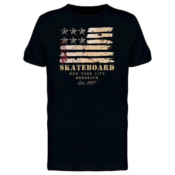 Usa Flag Skateboard T-Shirt Men -Image by Shutterstock, Male 3X-Large