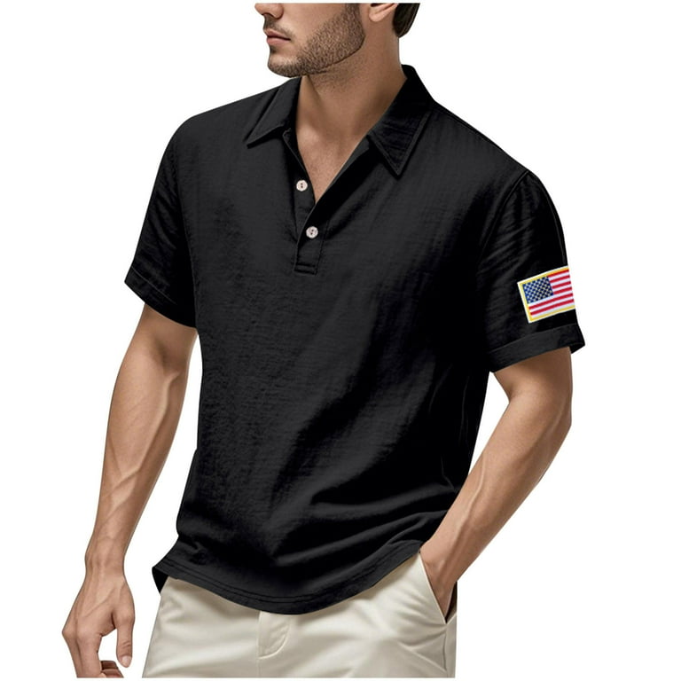 Embroidered Patriotic Polo Usa Flag Star Embroidery Polo Shirts