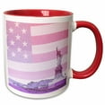 thumbnail image 1 of 3drose, Usa Flag Statue of Liberty- Patriotic Art, 11oz Two-tone Red Mug, 1 of 6