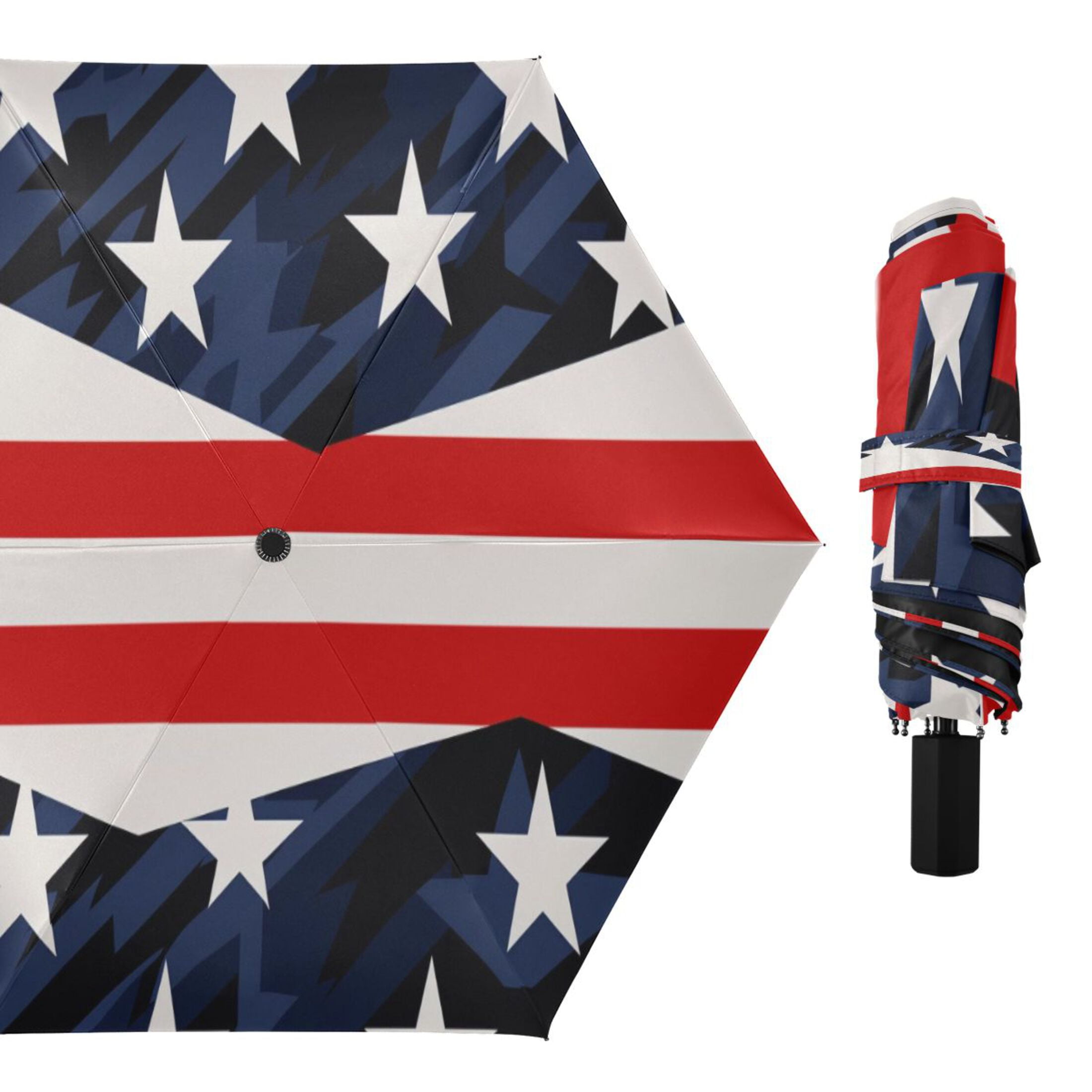 Usa Flag Stripes Stars Compact Sun Umbrella Windproof Travel Umbrellas for Rain Strong Portable UV Protection