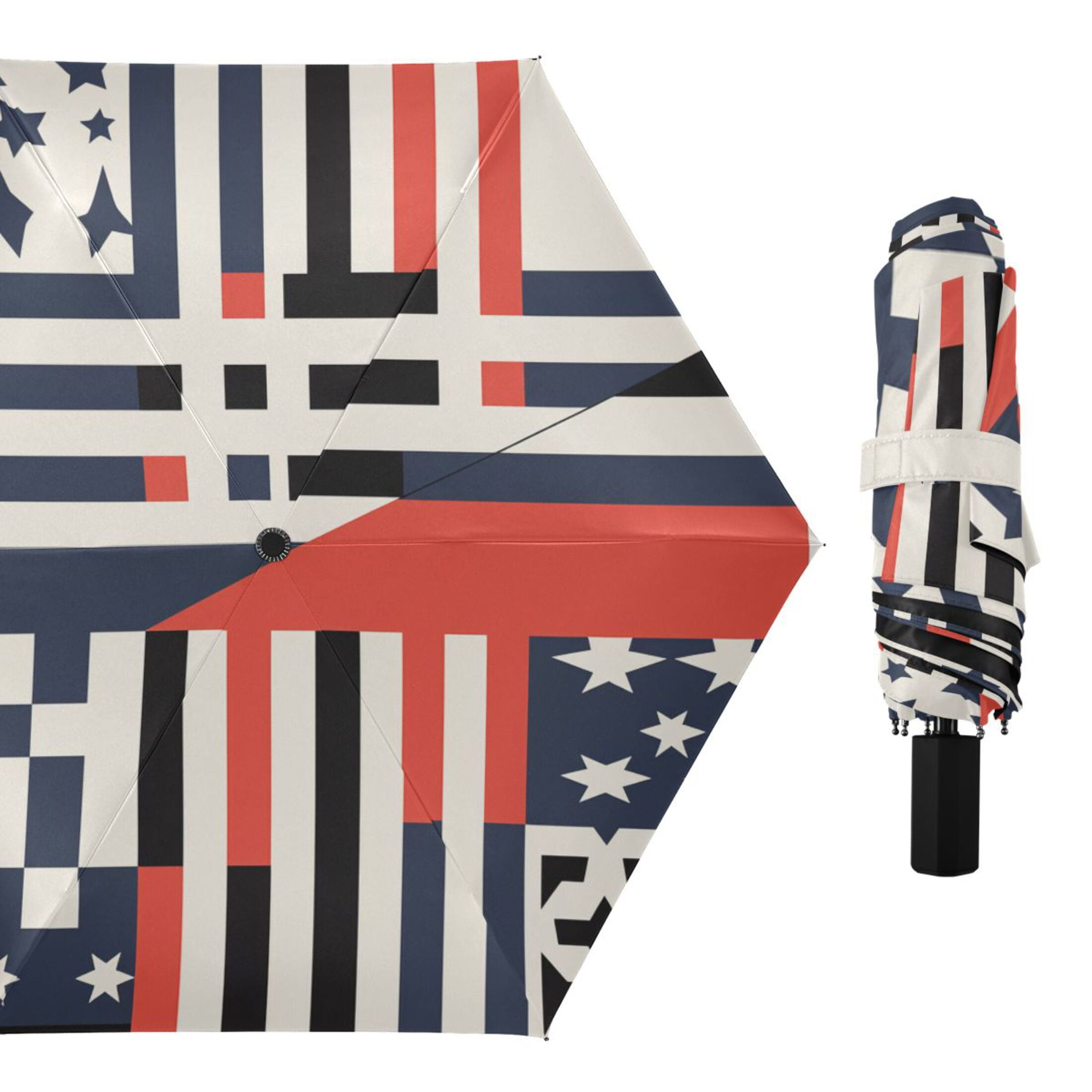 Usa Flag Stripes and Stars Compact Sun Umbrella Windproof Travel Umbrellas for Rain Strong Portable UV Protection