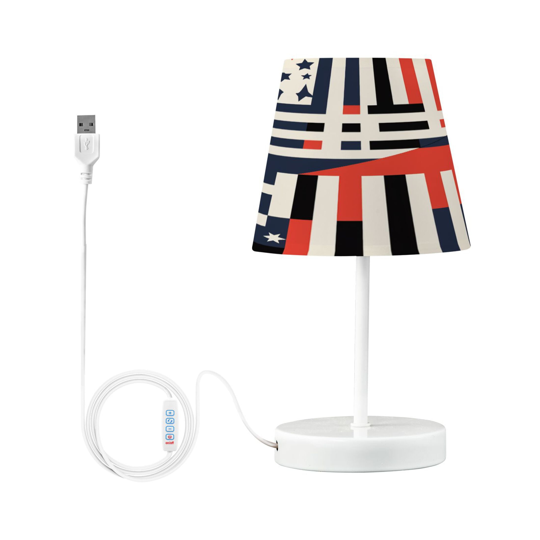 Usa Flag Stripes and Stars Desk Lamp LED Table Nightstand Lamps with 3