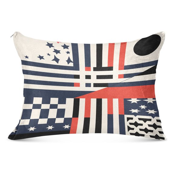 Usa Flag Stripes and Stars Plush Pillow Cases Standard Size Ultra Soft Warm Pillowcases with Zipper 20"x26"