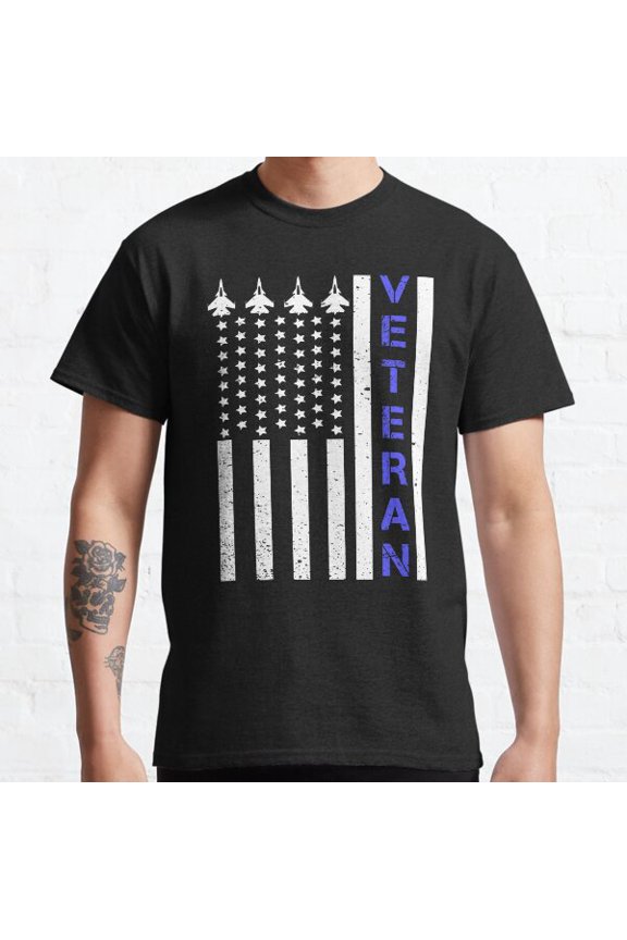 Usa Flag With Fighter Jets Classic T-shirt