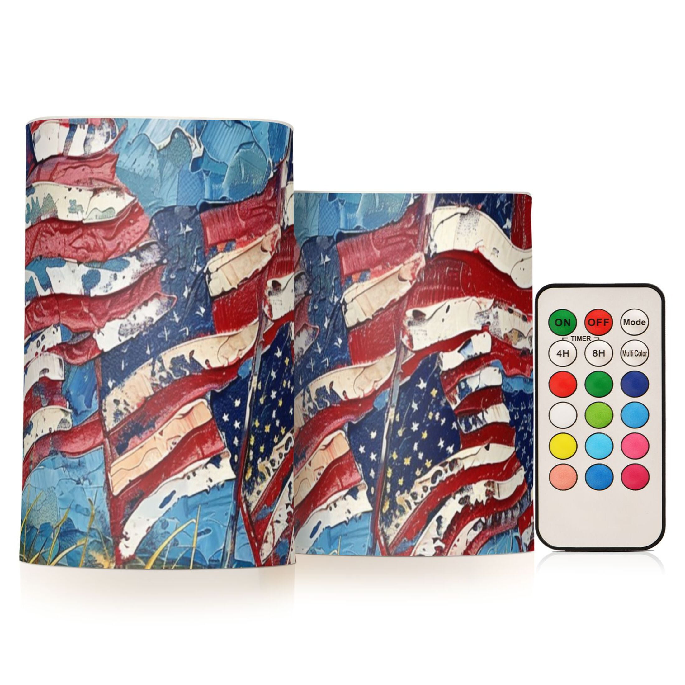 Usa Flags Flameless Candles&nbsp;LED Lights Battery Operated Candles with Remote and Timers Flicker Lights Votive Set of 2