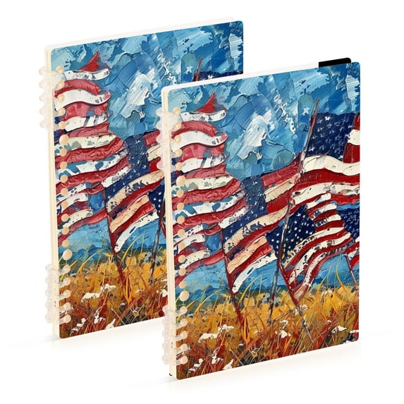 Usa Flags Ring Binder Notebook Journey Note Diary College Ruled Spiral Notebook Study Loose Leaf Paper A5 60 Pages