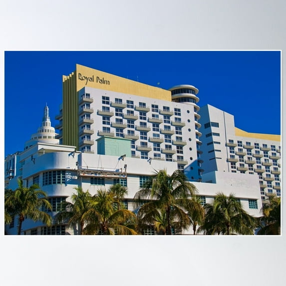Usa. Florida. Miami. Art Deco Building. Poster Wall Art, Modern Wall Decor For Living Room Bedroom, 12x18 UNFRAMED