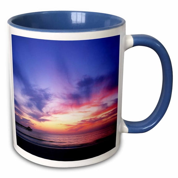 3drose, Usa, Florida, Naples, Naples Pier at Sunset - Us10 Rti0041 - Rob Tilley, 11oz Two-tone Blue Mug