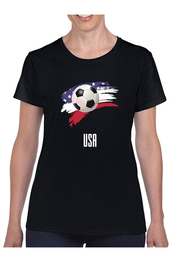 Usa Football Soccer T-Shirt Women -Smartprints Designs, Female Large