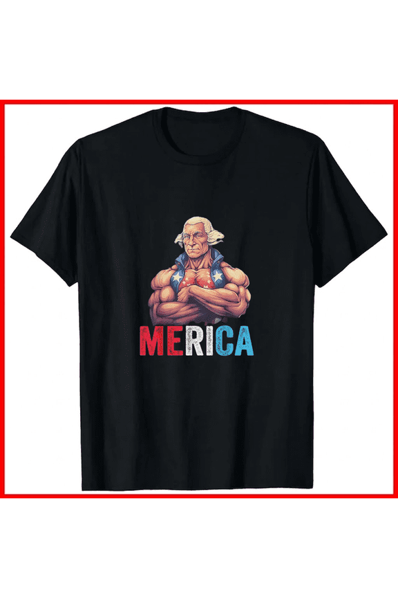 Usa Fourth Of July George Washington Funny Workout Muscles Gym Unisex T-Shirt, up to size 5XL