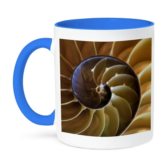 3dRose, USA, Georgia, Abstract of a nautilus shell., 11oz Two-Tone Blue Mug