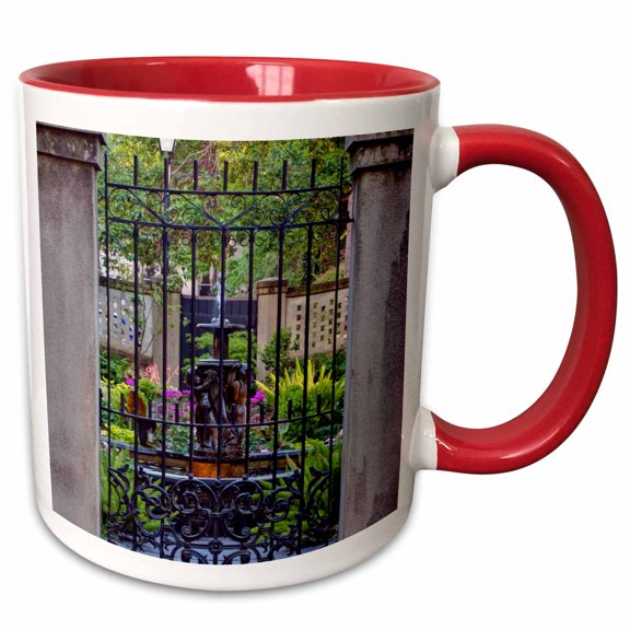 3drose, Usa, Georgia, Savannah, Private Garden - Us11 Rti0026 - Rob Tilley, 11oz Two-tone Red Mug