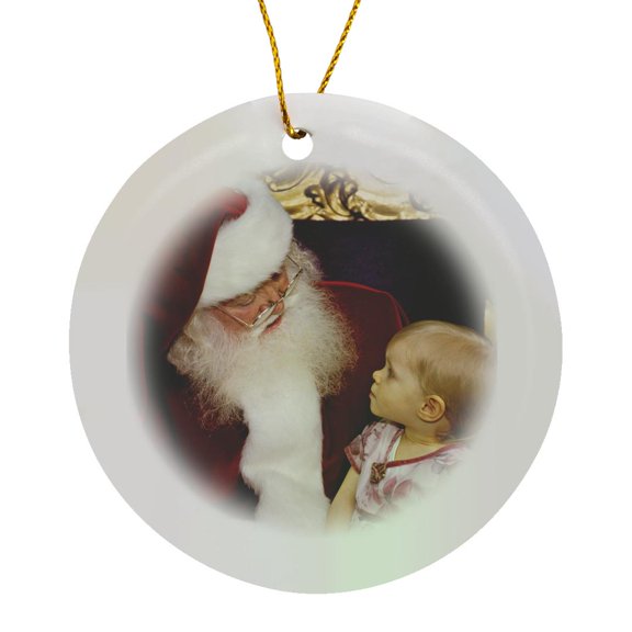 3drose, Usa. Girl Sits on Santa Claus Lap, Holidays - Us48 Ccr0149 - Charles Crust, Circle Porcelain Ornament