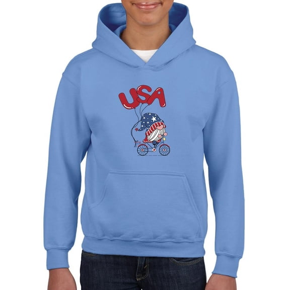 Usa Gnome W Balloons Hoodie Juniors -Image by Shutterstock, Large