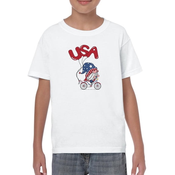 Usa Gnome W Balloons T-Shirt Juniors -Image by Shutterstock, Medium