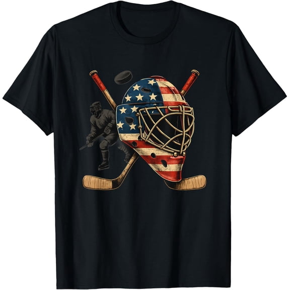 Usa Goalie Helmet Ice Hockey Shirt 4Th Of July Sportswear T-Shirt All Size S-5Xl