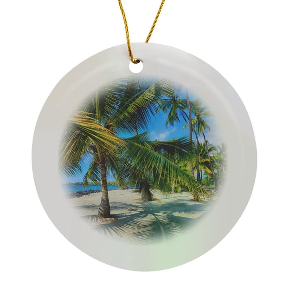 3drose, Usa, Hawaii, Big Island. National Historic Park Puuhonua O Honaunau., Circle Porcelain Ornament